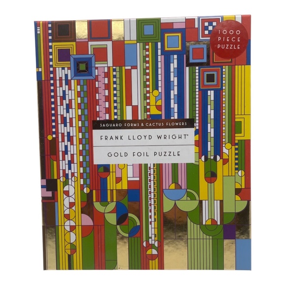 Frank Lloyd Wright Gold Foil Puzzle Saguaro Forms Cactus Flowers 1000 Pieces - Picture 1 of 7